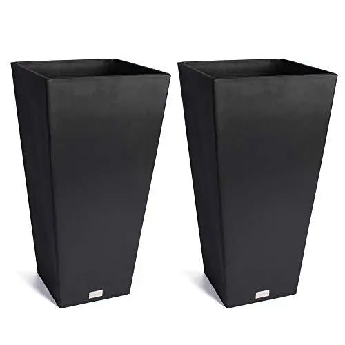 Set of 2 Veradek V-Resin Indoor/Outdoor Taper Planters - Black Veradek