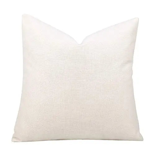 White Linen Faux Leather Throw Pillow Covers