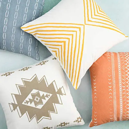 Set of 4 Decorative Bohemian Throw Pillow Covers | Cushion Pillow Cases, 18"x18" - Multicolor Folkulture