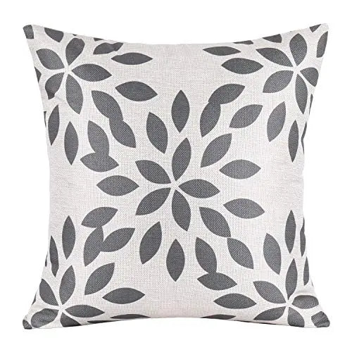 Set of 4 Home Decorative Modern Throw Pillow Covers | Cotton Linen Cushion Case, 18"x18" - Grey Fazooy