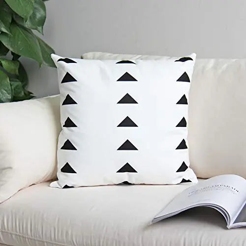 Set of 4 Modern Faux Leather Modern Throw Pillow Covers, 18"x18" - Cream, Brown, Black JOJUSIS