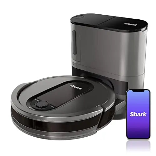 Shark AV911S EZ Wi-Fi Robot Vacuum with Self-Empty Base, Bagless, Row-by-Row Cleaning, Perfect for Pet Hair - Gray Shark