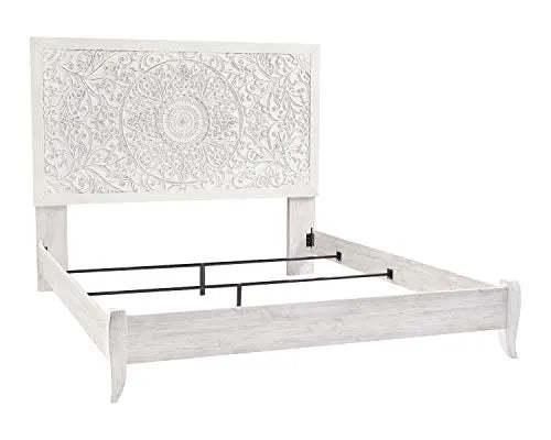 Signature Design by Ashley Paxberry Boho Chic Panel Adjustable Headboard ONLY, King, Whitewash Signature Design by Ashley