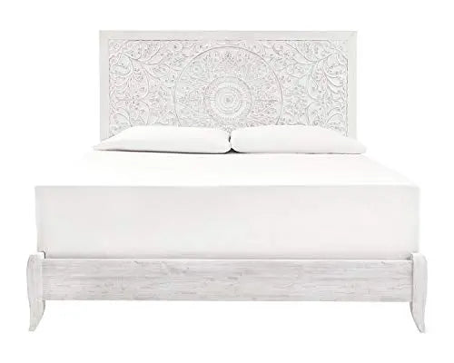 Signature Design by Ashley Paxberry Boho Chic Panel Adjustable Headboard ONLY, King, Whitewash Signature Design by Ashley