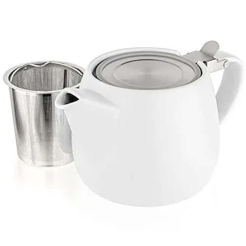 Tealyra White Ceramic Teapot, 1-2 cups, With Infuser - White