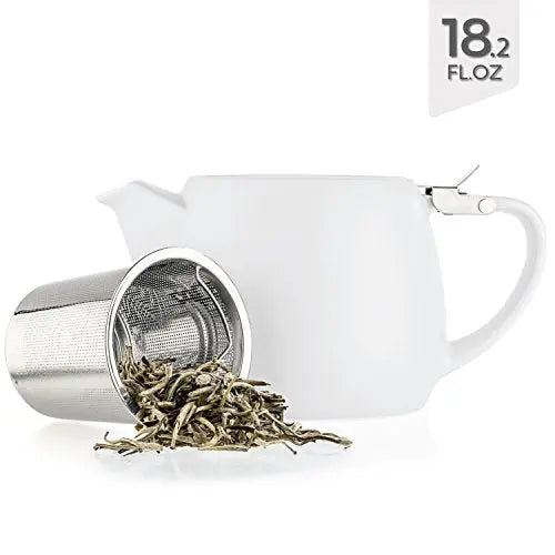 Small White Ceramic Teapot, 1-2 cups, With Infuser - Matte Finish Tealyra