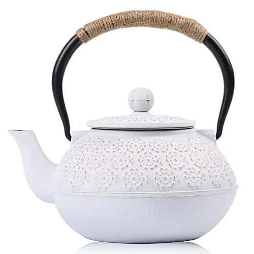 Sotya Cast Iron Teapot | Tetsubin Japanese Tea Kettle, 40 OZ - White