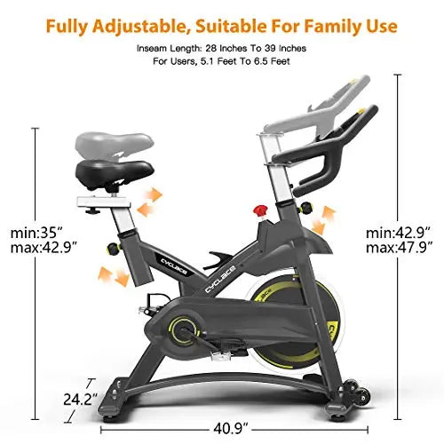 Stationary Exercise Bike | Indoor Cycling Bike with Comfortable Seat Cushion, Tablet Holder and LCD Monitor Cyclace