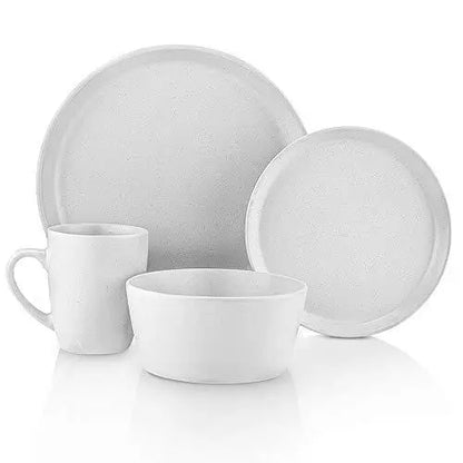 Stone Lain 32-Piece Stoneware Round Dinnerware Set - Serves 8 - White Speckled Stone Lain