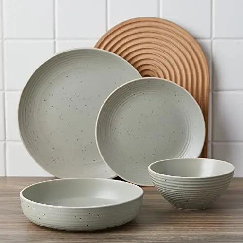 Stone Lain Lauren Stoneware Dinnerware 16-Piece Set - Green Stone Lain