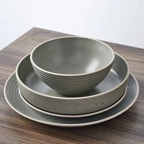 Stone Lain Lauren Stoneware Dinnerware 16-Piece Set - Green Stone Lain