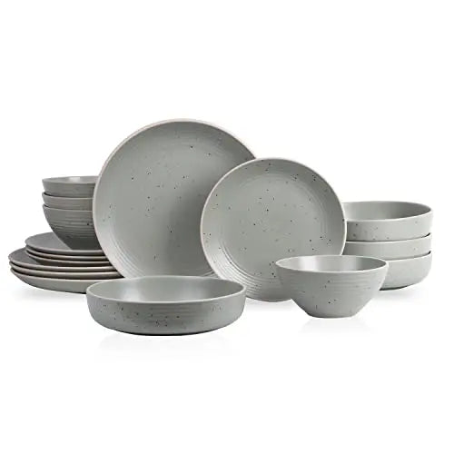 Stone Lain Lauren Stoneware Dinnerware 16-Piece Set - Green Stone Lain