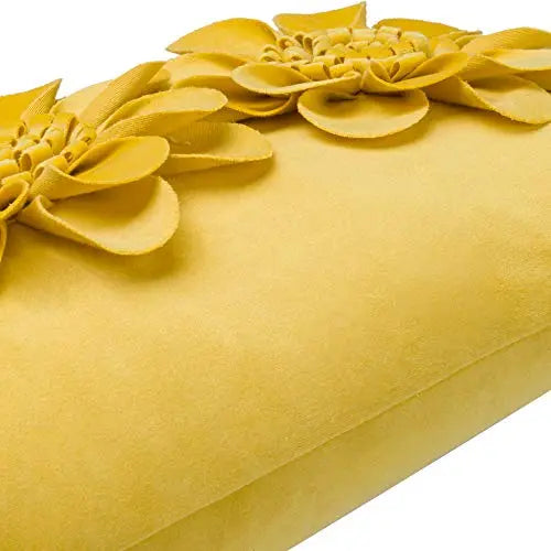 Sunflower Aesthetic Handmade 3D Flower Accent Throw Pillow Cover, 12"x20" - Yellow JWH