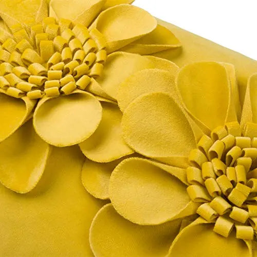 Sunflower Aesthetic Handmade 3D Flower Accent Throw Pillow Cover, 12"x20" - Yellow JWH