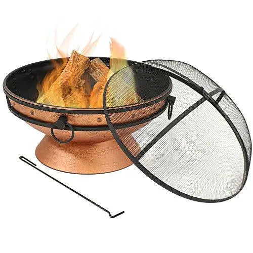 Sunnydaze Large Copper Finish Outdoor Fire Pit Bowl - 30 Inch Sunnydaze