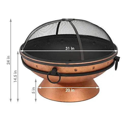 Sunnydaze Large Copper Finish Outdoor Fire Pit Bowl - 30 Inch Sunnydaze
