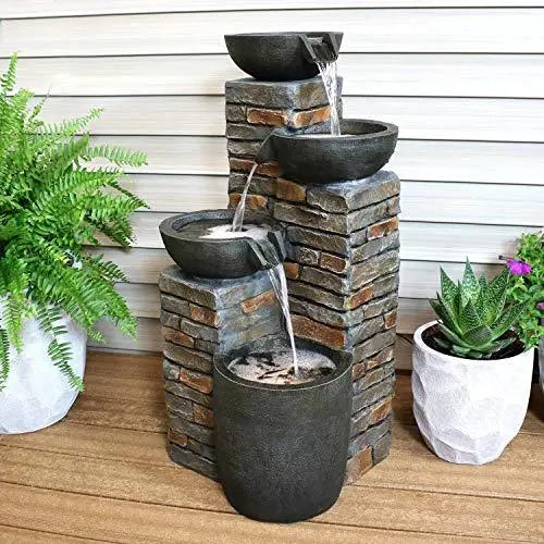 Sunnydaze Outdoor Water Fountain Cascading Waterfall Feature - 34" Sunnydaze