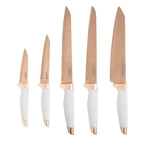 TOWER Damascus Effect Kitchen Knife Set with Stainless Steel