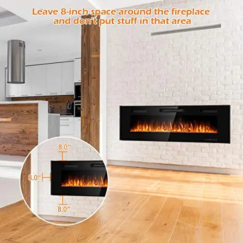 Tangkula 60" Recessed Electric Fireplace, Mounted Electric Heater - Black Tangkula