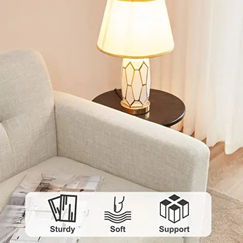 Tbfit Loveseat Sofa, 65" W, Modern Button Tufted Upholstered Sofa - Beige 