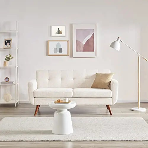 Tbfit Loveseat Sofa, 65" W, Modern Button Tufted Upholstered Sofa - Beige 