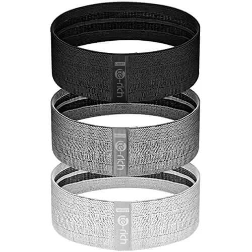 Te-Rich Resistance Bands | 3 Fabric Workout Exercise Bands - Grey/White