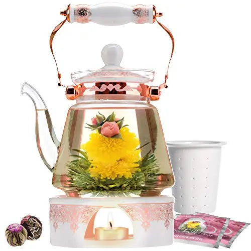 Teabloom Buckingham Palace Glass Teapot and Flowering Tea Gift Set Teabloom