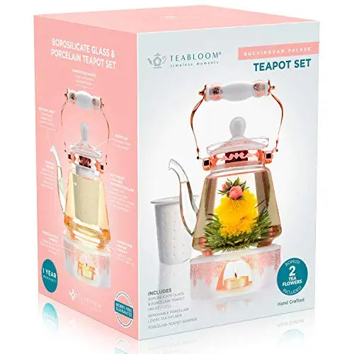 Teabloom Buckingham Palace Glass Teapot and Flowering Tea Gift Set Teabloom