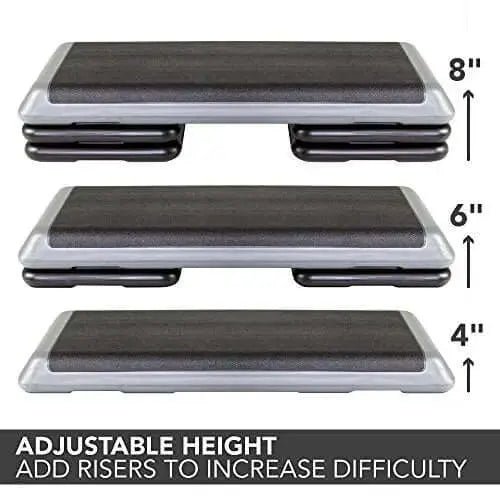 The Step Original Aerobic Stepper for Total Body Fitness, Health Club Size - Grey & Black Risers The Step