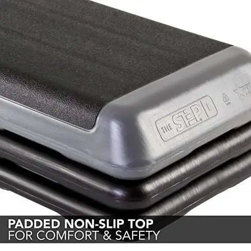The Step Original Aerobic Stepper for Total Body Fitness, Health Club Size - Grey & Black Risers The Step