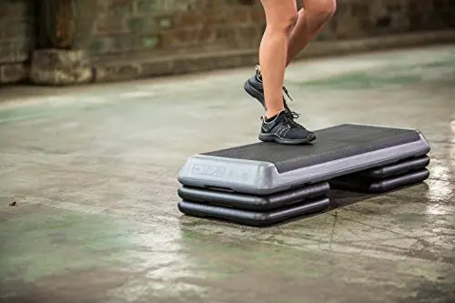 The Step Original Aerobic Stepper for Total Body Fitness, Health Club Size - Grey & Black Risers The Step
