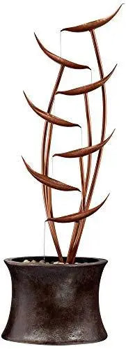 Tiered Copper Leaves Rustic Modern Outdoor Floor Water Fountain - 41" Universal Lighting and Decor