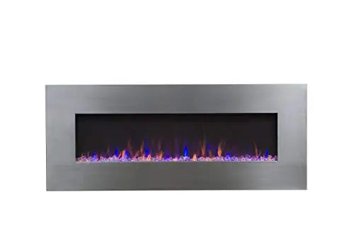 Touchstone 50" Stainless Electric Fireplace with Bluetooth Speaker  3 Color Flame Touchstone
