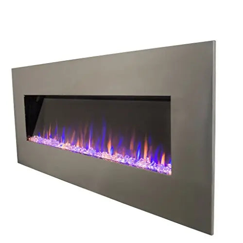 Touchstone 50" Stainless Electric Fireplace with Bluetooth Speaker  3 Color Flame Touchstone