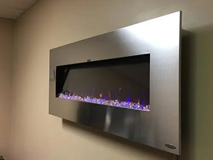Touchstone 50" Stainless Electric Fireplace with Bluetooth Speaker  3 Color Flame Touchstone