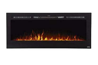 Touchstone Sideline Electric Fireplace 50" Wide - in Wall Recessed - 5 Flame Settings, 3 Color Flame  - Black Touchstone