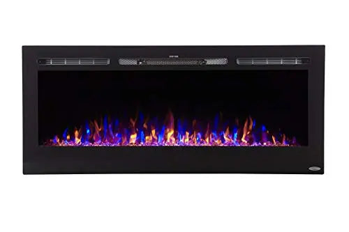 Touchstone Sideline Electric Fireplace 50" Wide - in Wall Recessed - 5 Flame Settings, 3 Color Flame  - Black Touchstone