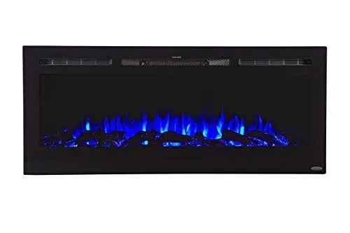 Touchstone Sideline Electric Fireplace 50" Wide - in Wall Recessed - 5 Flame Settings, 3 Color Flame  - Black Touchstone