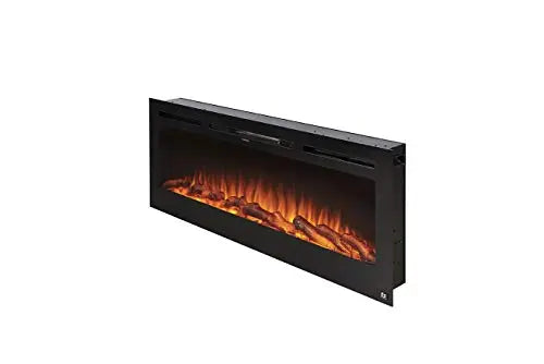 Touchstone Sideline Electric Fireplace 50" Wide - in Wall Recessed - 5 Flame Settings, 3 Color Flame  - Black Touchstone