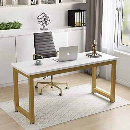 Tribesigns Computer Desk, 63" | Large Office Desk - White Gold Tribesigns