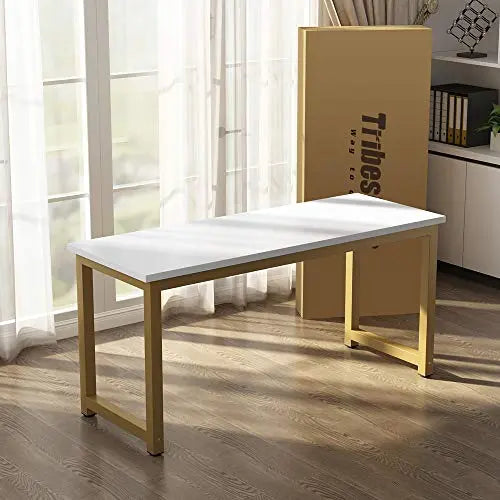 Tribesigns Computer Desk, 63" | Large Office Desk - White Gold Tribesigns