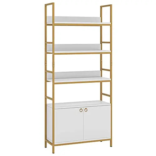 Tribesigns Gold Bookcase, 4-Tier White Etagere Bookshelf - Gold Tribesigns