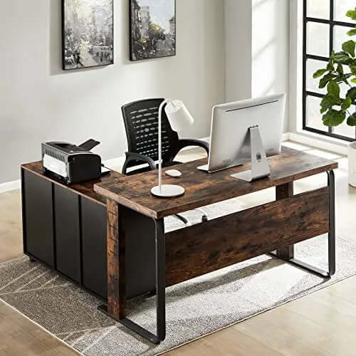 Tribesigns L-Shaped Desk | Corner Desk, 55" - Vintage Brown Tribesigns