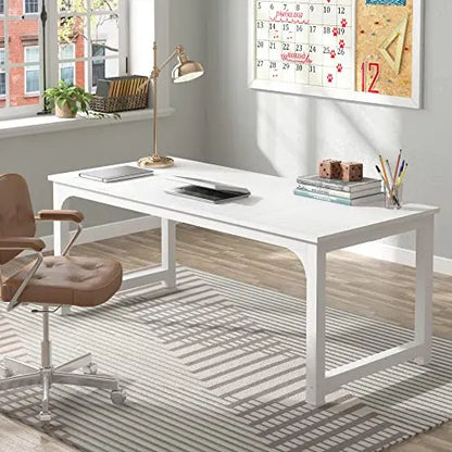 Tribesigns Modern Desk, 70" L | Large Office Desk - White Metal Frame Tribesigns