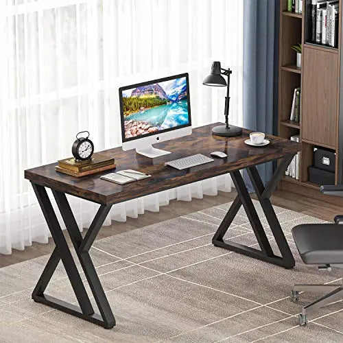 Tribesigns Office Desk | Heavy Duty Modern Desk, 55" - Rustic Brown Tribesigns