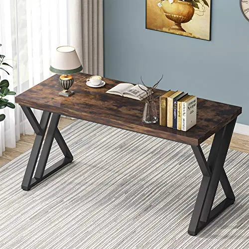 Tribesigns Office Desk | Heavy Duty Modern Desk, 55" - Rustic Brown Tribesigns