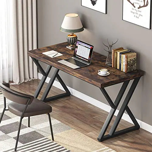 Tribesigns Office Desk | Heavy Duty Modern Desk, 55" - Rustic Brown Tribesigns