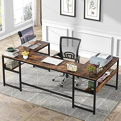 Tribesigns U-Shaped Desk and Tilting Drawing Board - Rustic Tribesigns