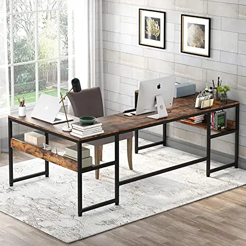 Tribesigns U-Shaped Desk and Tilting Drawing Board - Rustic Tribesigns