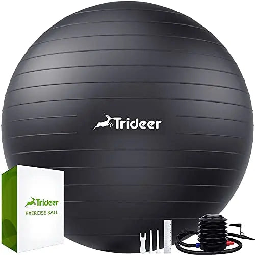 Trideer Extra Thick Yoga Exercise Ball, Heavy Duty Swiss Ball - Black, L (58-65cm) Trideer